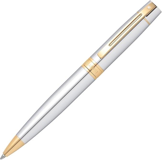Sheaffer 300 Chrome Ballpoint Pen with Gold Tone Trim