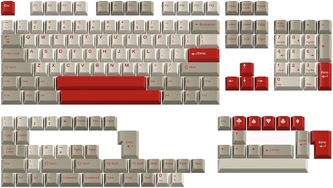 Guffercty kred Cherry Profile PBT Keycaps 156 Key Set, Fade Resistant Custom Keycaps Fit 60%/65%/75%/80%/TKL/100% Mechanical Keyboard (Classic Retro)