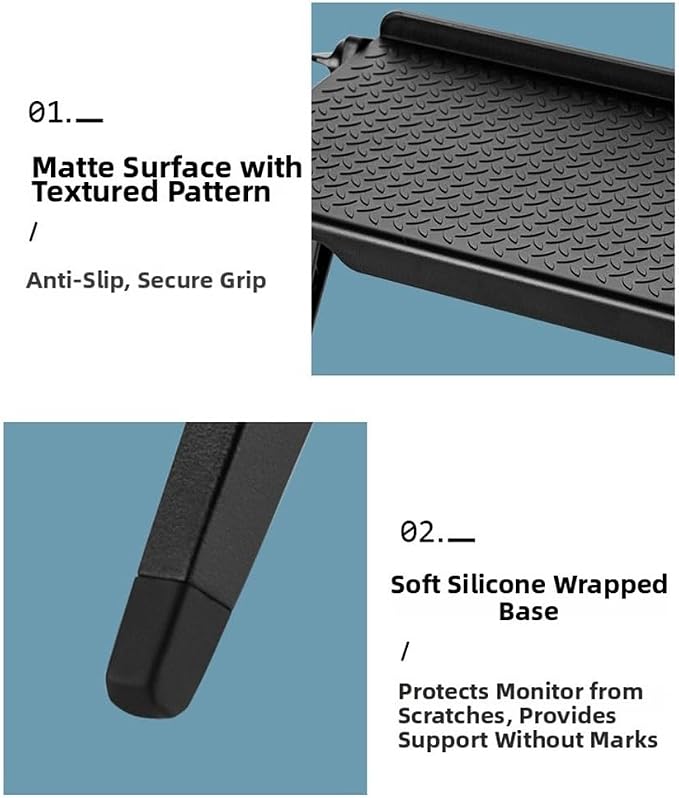TV Top Shelf for Monitor and Router, No-Drill Screen Organizer Storage Rack, Space-Saving PVC Shelf for Home Office Gaming Setup, Clutter-Free Desktop Organizer(Black Large（1）)