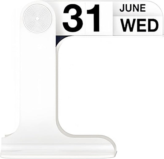 Perpetual Calendar, Standing Perpetual Desk Calendar - Aesthetic Flip Calendar, Reusable Daily Page Turning Desktop Calendar, Modern Minimalist Home Office Desk Accessories & Workspace Decor Gifts (White)