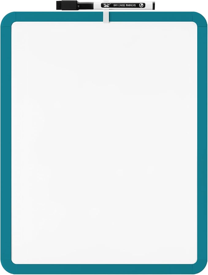Mr. Pen- Dry Erase Board, 14” x 11” with a Black Dry Erase Marker | Green Frame, Small Mini White Board for Students, Fridge, Wall, Locker, Includes Double Sided Tapes