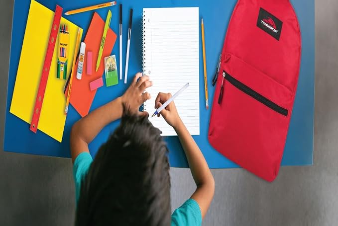 Trail maker Backpack with School Supplies for Kids - 20 Piece Back to School Supplies with 17" Backpack (Red Pack)