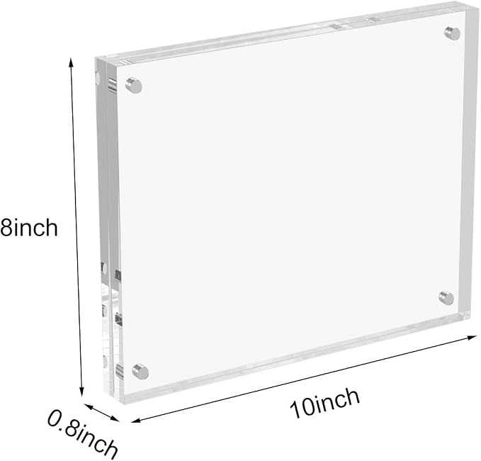AITEE 8x10 Acrylic Picture Frames 3 Pack, Clear Picture Frames，20% Thicker | Freestanding Double Sided Magnetic Acrylic Lucite Frameless Transparent Square Frame Block Gift for Desktop Display