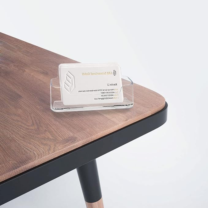 HSYMQ 4 Pack Business Card Holder for Desk, Clear Acrylic Plastic Business Cards Display Holders Stand, Fits 30-50 Business Cards