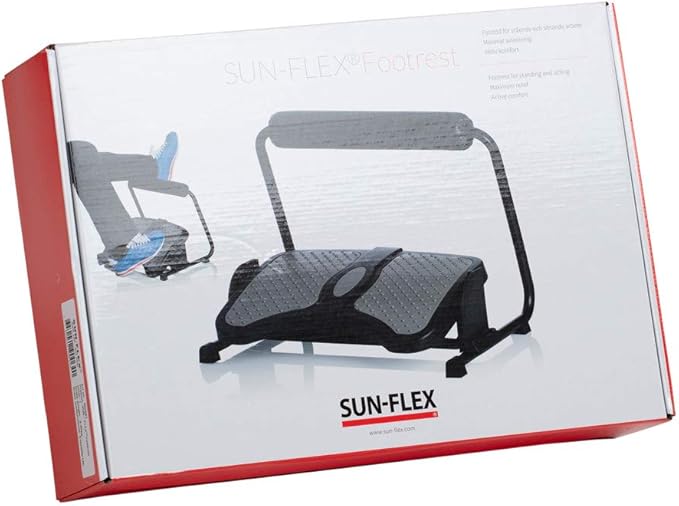 SUN-FLEX Ergonomic Height Adjustable Office Footrest Under Desk at Work for Sitting and Standing,Intuitive Foot Stool and Leg Rest for Standing Desk (Black)