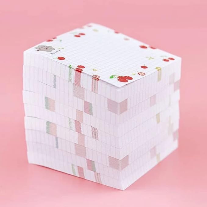 4 Pack Cute Sticky Notes Kawaii Sticky Notes Memo Pad 3.1x3.1 Inches Self-Stick Note Pads Colorful Fruit Sticky Note Pads for Girls DIY Office Home School (320 Sheets), 4 Pads 80 Sheets/Pad