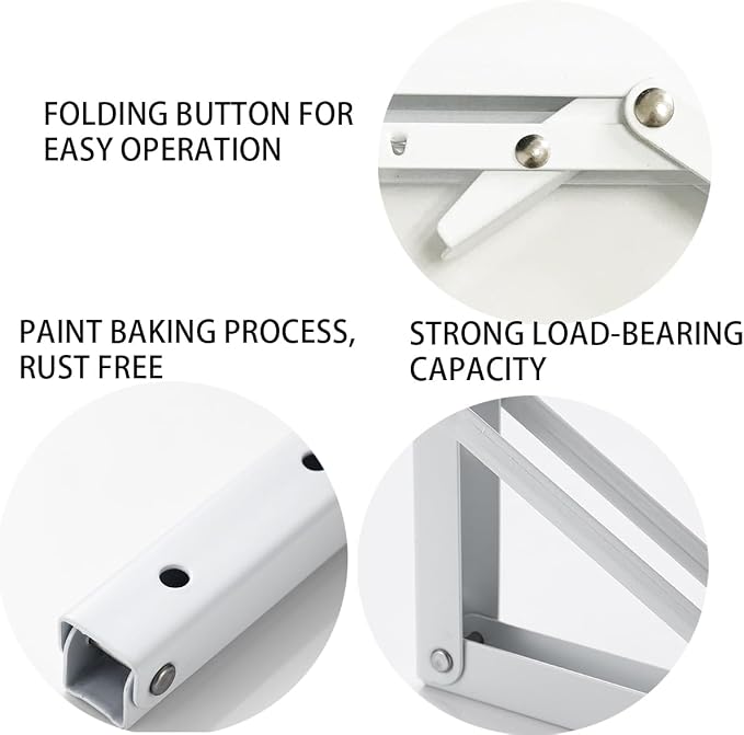 White Folding Shelf Brackets Max. Load 220 lb, Heavy Duty DIY Wall Mounted Shelf Bracket Space Saving for Table Work Bench (8 INCH-2PCS)
