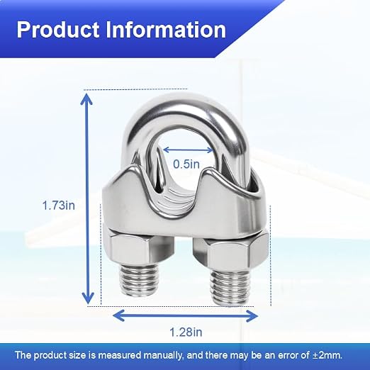 30 Pcs 3/8 inch Stainless Steel Cable Clamps,Wire Rope Clamp | Wire Rope Clamp, Commercial Use, Industrial Use, Residential Projects