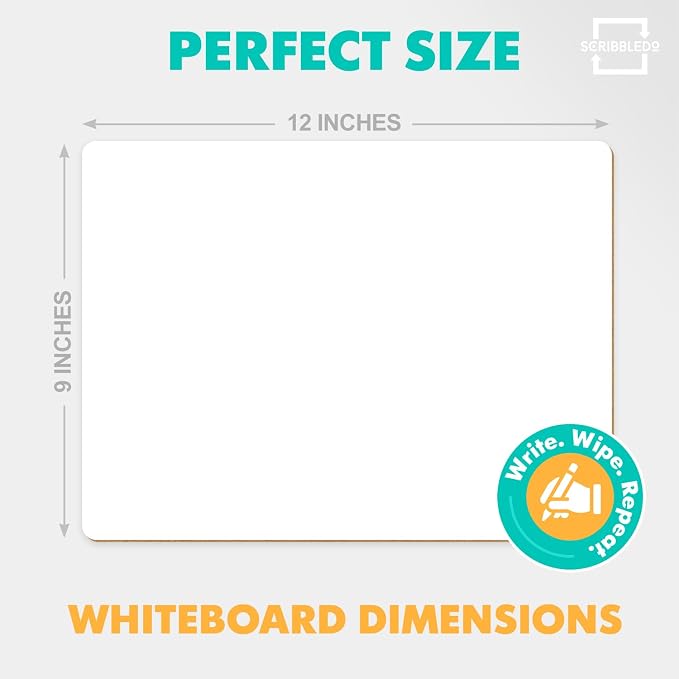 Scribbledo Small White Board Dry Erase Mini Whiteboard 9x12 Inch Small Dry Erase Board Marker Board Dry Erase Lapboards Handheld Personal White Boards for Students Whiteboard Office