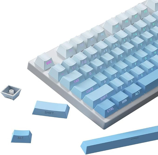 PBT Keycaps-Side Print Key Cap Set, Double Shot Shine Through Custom Key caps, Cherry Profile 133 Keys for Mechanical Keyboards Gradient Blue (Gradient Blue)