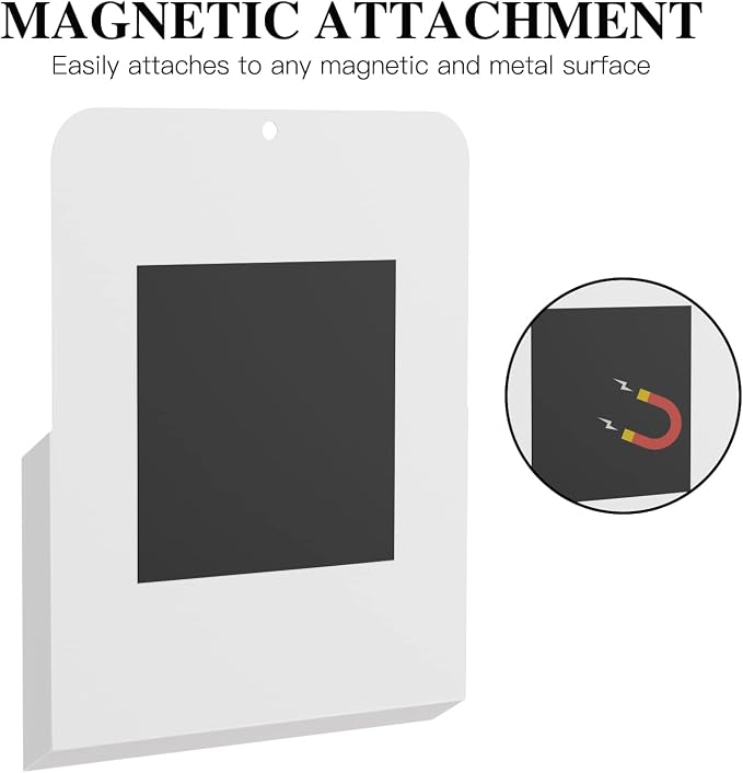 MoKo Magnetic File Holder, A4 Large Size Refrigerator Storage Organizer Magnet Pencil Cups Marker Paper Letter Pen Holder Stationery Supplies for Classroom Office Home, 2 Pack, White