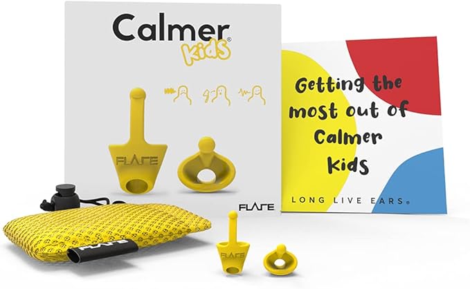 Flare Calmer Kids | Ear Plugs Alternative | Daily Noise Relief | Sound Sensitivity | Stress Relief | No Muffling | Improve Wellbeing | Comfy, Reusable, Soft Silicone Earplugs | Earplugs | Yellow