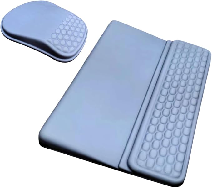 Keyboard Wrist Rest -Ergonomic Keyboard Stand with Wrist Rest- with Carpal Tunnel Pain Relief Massage Bumps and Full Memory Gel Design - Ideal Frequent Computer (Grey)