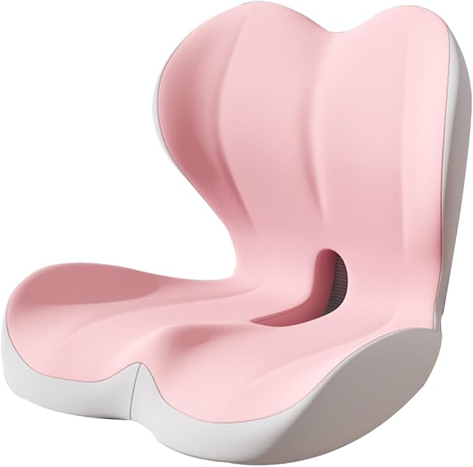 Ergonomic Memory Foam Seat Cushion for Tailbone Pain Relief, Suitable for Office Home Chair, Car and Wheelchair (Pink & Gray)