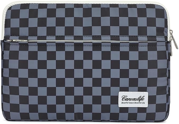 Canvaslife Black Checker Pattern Laptop Sleeve Case Cover with Pocket for MacBook Pro 14 inch and 14 inch-14.4 inch HP, Lenovo, Dell, ASUS, Acer Notebook Computer
