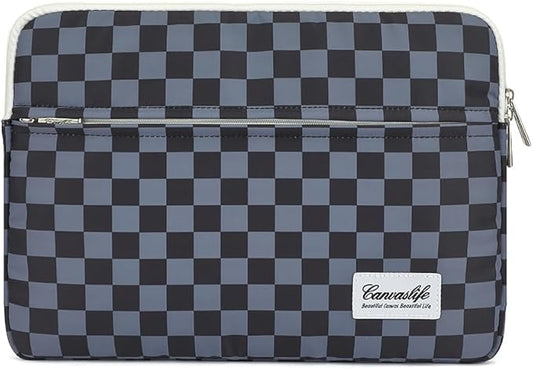 Canvaslife Black Checker Pattern Laptop Sleeve 15 Inch 15 Case and 15.6 Laptop Bag