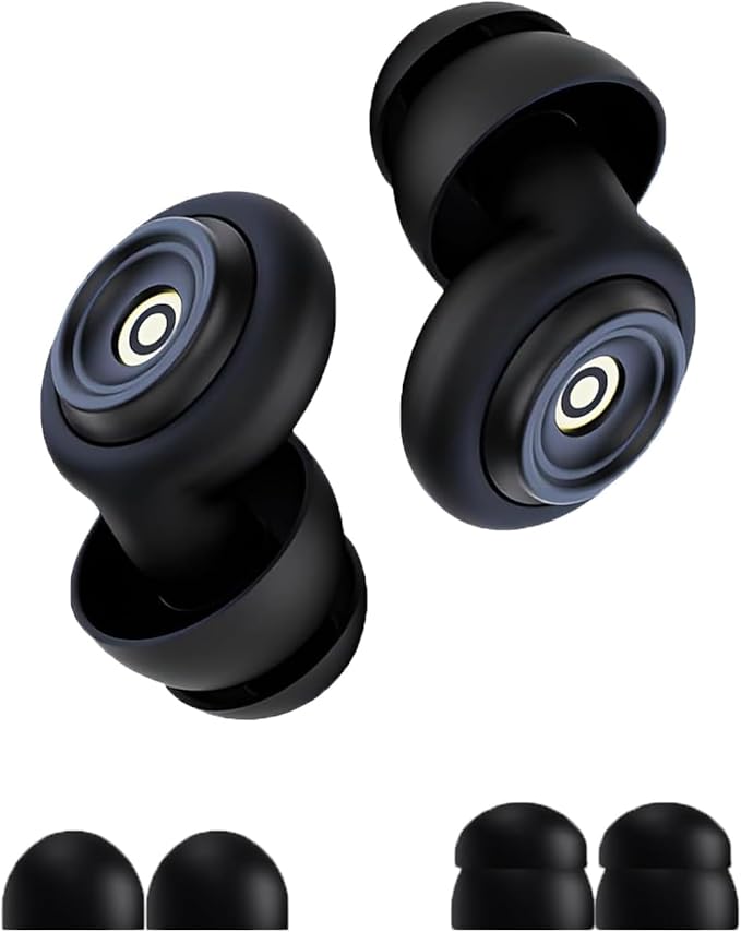 Ear Plugs for Sleeping Noise Cancelling, 45db Ear Plugs for Noise Reduction, Reusable Concert Ear Plugs with 2 Size Tips in Case for Most People, Silicone Earplugs for, Travel, Study, Deep Focus