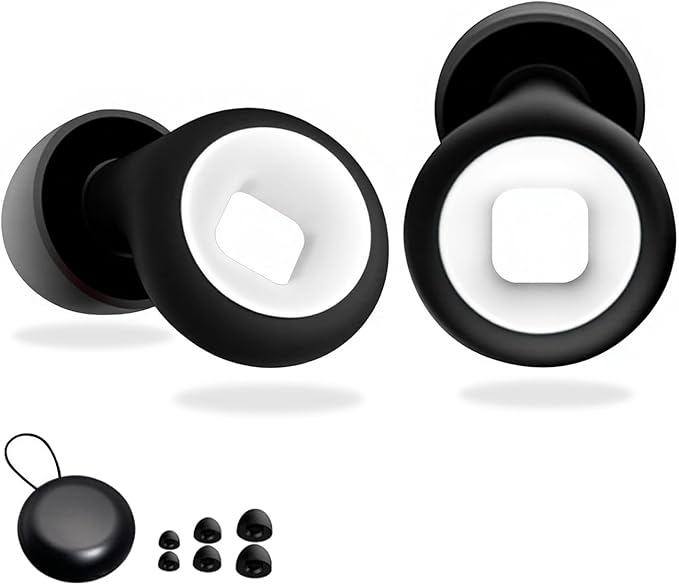Motorcycle Ear Plugs Wind Noise Cancelling, 45db Reusable Soft Silicone Earplugs for Noise Reduction for Moto Riding,Sleeping,Motorbike,Concerts,Work,Study,Snoring,Trave (Black & White, Medium)