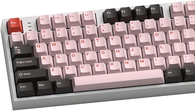 Guffercty kred Cherry Profile PBT Keycaps 156 Key Set, Fade Resistant Custom Keycaps Fit 60%/65%/75%/80%/TKL/100% Mechanical Keyboard (Flamingo)
