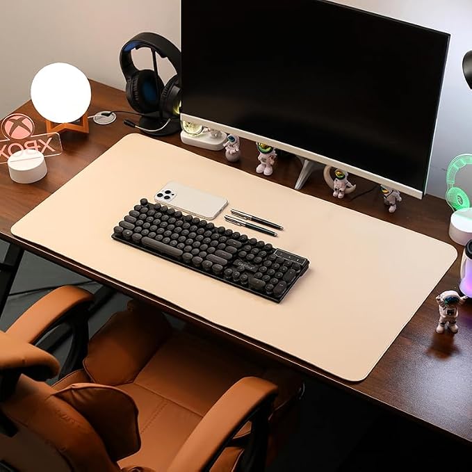 Professional Large Mouse Pad & Computer Game Mouse Mat (12x32in, Off-White)
