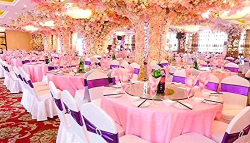 Tvoip 10PCS Chair Cover Stretch Band with Buckle Slider Sashes Bow Wedding Banquet Chair Decoration (Metallic Purple)