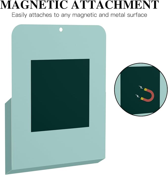 MoKo Magnetic File Holder, A4 Large Size Refrigerator Storage Organizer Magnet Pencil Cups Marker Paper Letter Pen Holder Stationery Supplies for Classroom Office Home, 2 Pack, Green