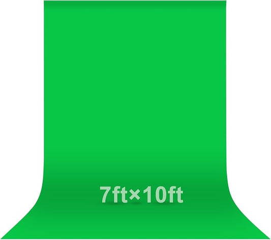 EMART Green Screen Photo Backdrop, 7x10 ft Photoshoot Backdrop Chroma Key Green Screen Polyester Cloth Fabric Curtain for Background Removal, Zoom Meeting, Photo Video Studio, Live Streaming