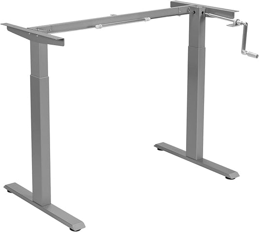 Tangkula Hand Crank Stand Up Desk Frame, Manual Height Adjustable Standing Workstation with Foldable Crank Handle, Cable Management Tray, Headphone Hook, Ergonomic Sit Stand Desk Frame for Home Office