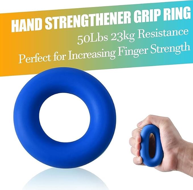 Grip Strength Trainer 7 Pack Adjustable Hand Gripper, Finger Stretcher Resistance Extensor Bands, Finger Exerciser, Grip Strength Ring & Stress Ball, Hand Grip Strengthener