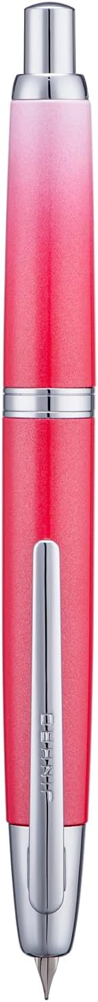 Jinhao 10 Press Fountain Pen with Box, Gradient Red Retractable Fine Nib with Ink Converter Set (Silver Clip)