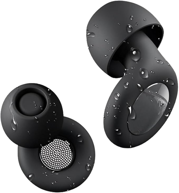 Noise Reduction Ear Plugs,Reusable Silicone Earplugs for Sleeping, Snoring, Travel, Comfortable Side Sleepers (Black)