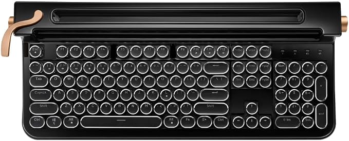 FINEDAY Keyboard 2.0 Plus, 2.4G Wireless & Bluetooth, 104 Keys, Blue Switch, 5000mAh, Retro Mechanical Keyboard for PC/Mac/Phone (English Keycaps)