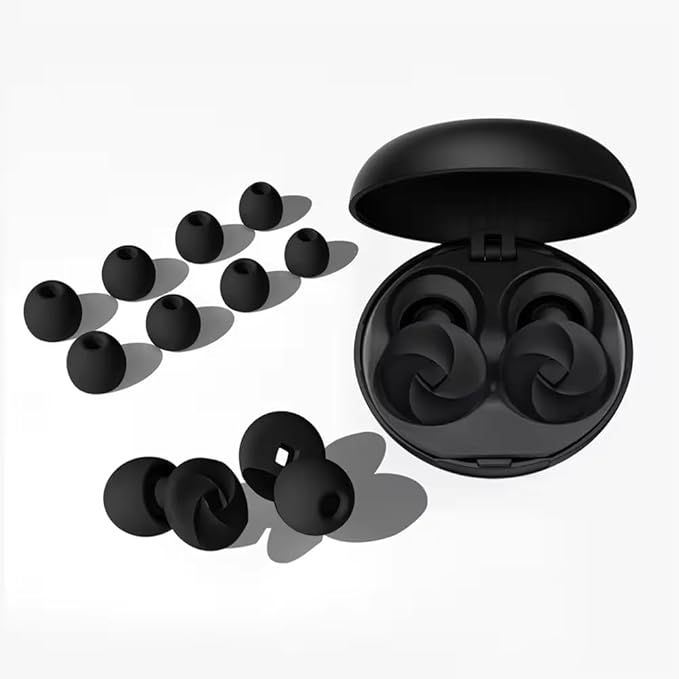 MARLENZ High Fidelity Noise Reduction Earplugs for Sleep & Focus – Soft Reusable Silicone Ear Plugs for Snoring, Concerts, & Sensitivity – 33dB NRR, 4 Sizes (XS/S/M/L) – Black