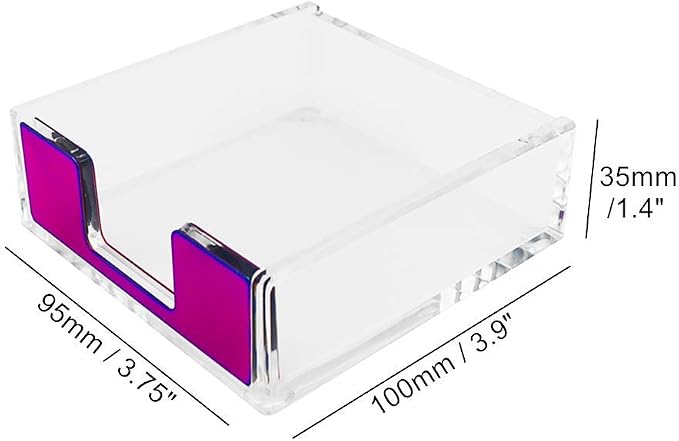 NatSumeBasics Rainbow Clear Acrylic Sticky Note Holder, Desktop Memo Cube Holder Note Pad Dispenser, Aesthetic Desk & Office Accessories