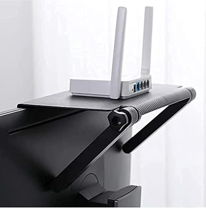 YINOVEEN 13'' TV Top Shelf, Adjustable Screen Mount Organizer (1 Pack), for Soundbar, Cable Box, Speakers, up to 11 LBS | Adjustable Screen Mount Organizer,TV Top Shelf Mount on Desktop Computer Monitor to Hold Cable Boxes, Media Boxes