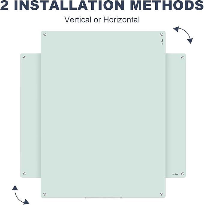Glass Magnetic Dry Erase Board - TANKEE 48 x 32 Inches Frameless Glass Whiteboard for Wall, Modern Large White Board for Office Home School Classroom