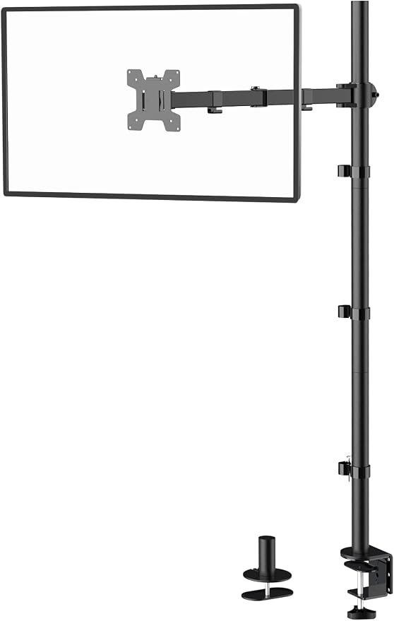 WALI Single Monitor Stand Desk Mount, Tall Monitor Stand Fully Adjustable with 39” Height Pole, Articulating Arm for Computer Screen up to 38 inch, 22lbs (M001XXL), Black