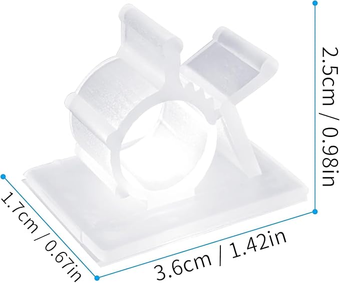 Viaky 30Pcs Clear Cable Clips with Self Adhesive Backed Nylon Cord Holder | Wire Organizer Under Desk Office Home Adjustable Wire Management Transparent Drop Wire Holder for 0.5 Inch (12.5mm) Cables