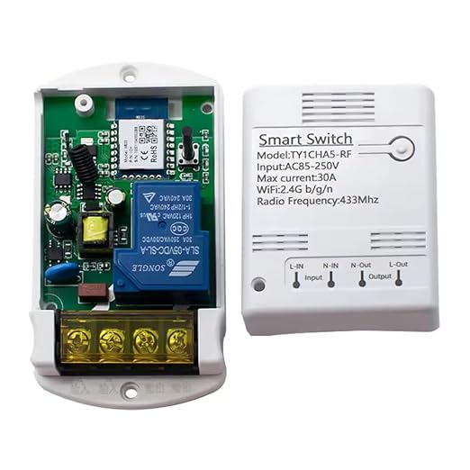 Tuya App Smart WiFi Control Switch, 30A Max Output,Add WiFi Remote to Lights, Lamps, Industrial Control and Security Fields,Compatible with Alexa