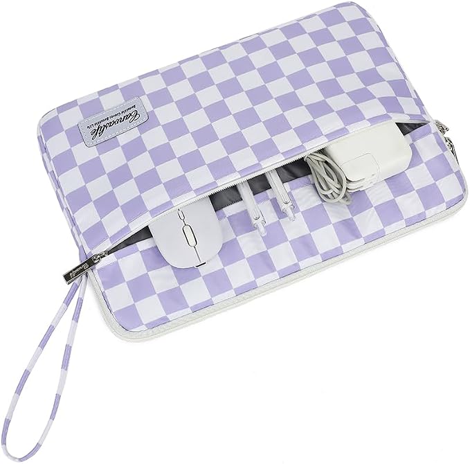 15.6-inch Notebook case, Waterproof and Shockproof Protective Computer case, can be Used to Cover Shopping cart Cases. The Notebook is Compatible with Lenovo, ASUS and HP (Purple Checker)