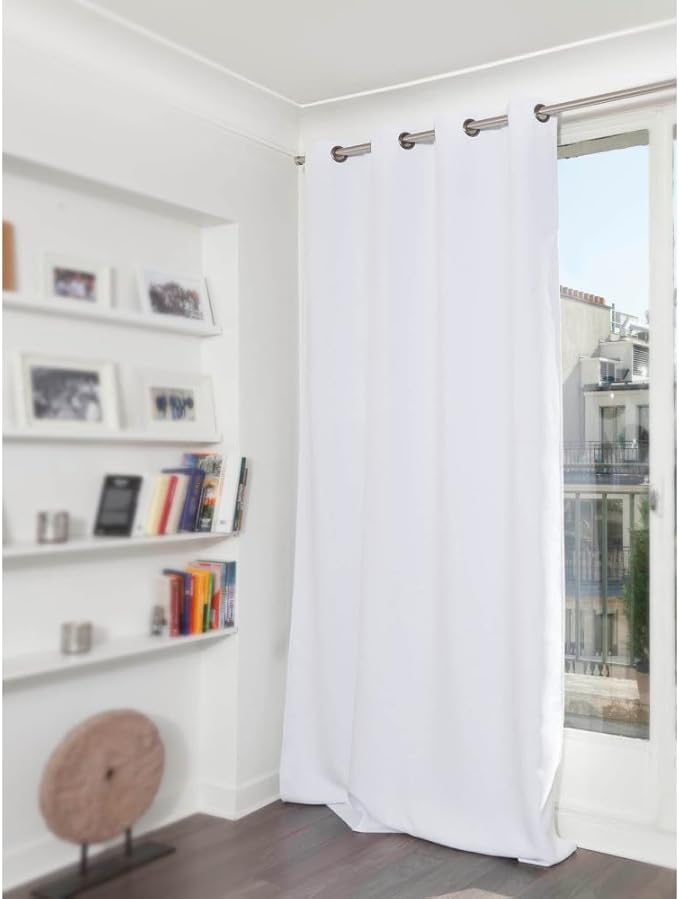 Moondream DecibelControl™ 3-in-1 Soundproof Curtain | Noise Reduction | Thermal Insulation | 100% Blackout | Patented Technology | Made in Europe | Grommet | 55" W x 63" L | White - Snow MC720