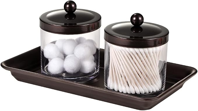 SheeChung Metal Vanity Tray, Bathroom Counter Storage Tray, Bronze 4 Pack | Sturdy Decorative Tray Holder, Farmhouse Vintage Decor Accessories for Perfume, Cosmetics, Jewelry, Makeup, Guest Hand Towel