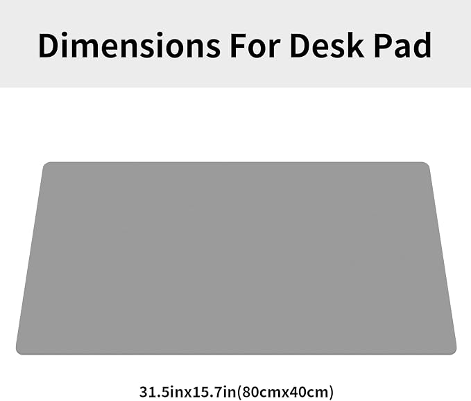 Large Office Leather Desk Mat, Large Mouse and Keyboard Pad, Laptop Pad, Desktop Protector(Gray, 31.5 in. x 15.7 in.)