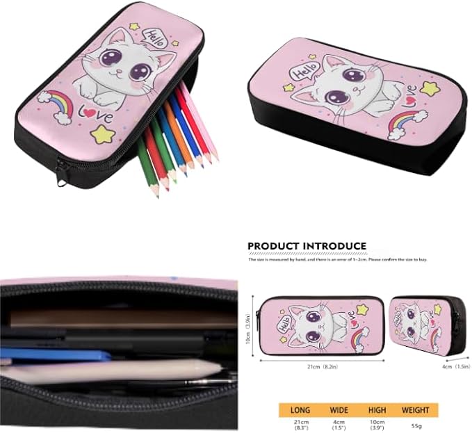 Ystardream Kids School Backpack for Girls Cute Cat Backpack with Lunch Box Pencil Case Water Bottle Sleeve for Girls 8-10 Teens Kids Bookbag Elementary Middle University School Bag 4 in 1