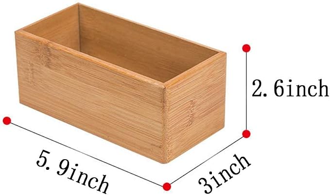 PRATIQUE Bamboo Drawer Organizer - Kitchen Utensil Organizer Silverware Tray Cutlery Holder，Office Desk Supplies and Accessories (5.9x3x2.6 inch)