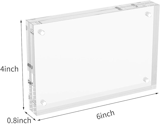 AITEE 4x6 Acrylic Picture Frames 3 Pack, Clear Picture Frames，20% Thicker | Freestanding Double Sided Magnetic Acrylic Lucite Frameless Transparent Square Frame Block Gift for Desktop Display