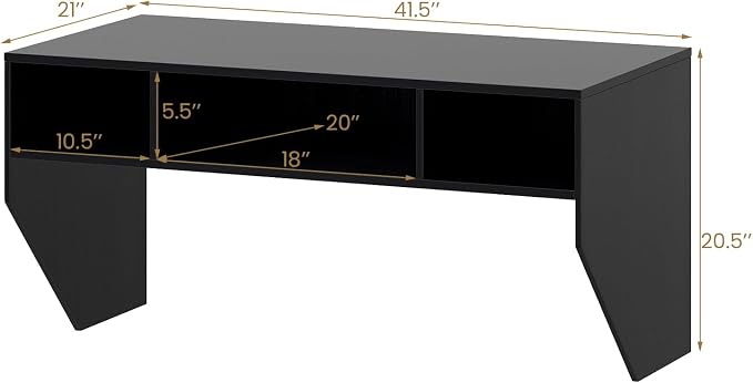 Giantex Wall Mounted Desk Floating Computer Desk, Writing Study Table W/3 Storage Shelves, Laptop PC Table for Living Room, Bedroom, Office (Black)