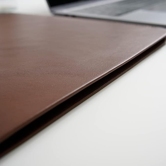 13/14/15-inch Faux Leather Laptop Sleeve | Compatible with MacBook Air/Pro, Dell XPS, Surface Pro & More | Ultra-Thin Design + Universal Fit (Dark Brown, 14 Inch Laptop)