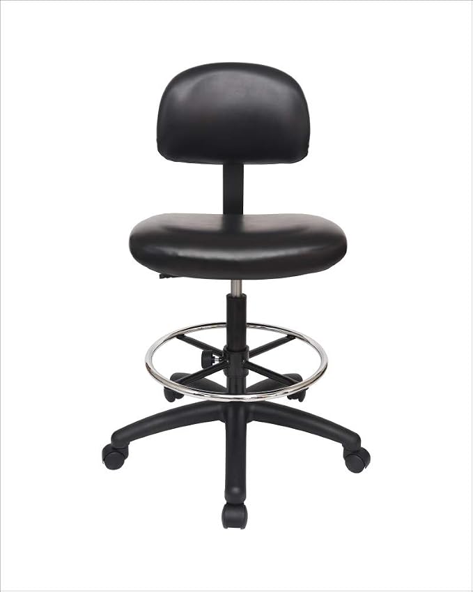 Tall Bench Height Task Chair for Labs, Exam Rooms, Doctor and Dentist Offices. Easy to Clean! 23"-33" Seat Ht. (Tall Bench Height, Black)