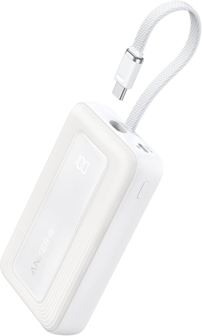 Anker Zolo Power Bank (2025 Upgraded Version), 20,000mAh 30W High-Speed Portable Charger with Built-in USB-C Cable, Battery Pack for iPhone 17/16 / 15 Series, Galaxy, and More